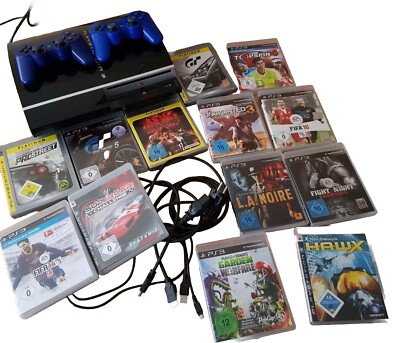 PS3 Konsole Fat, 13 Spiele, 3 Controller, Getestet 