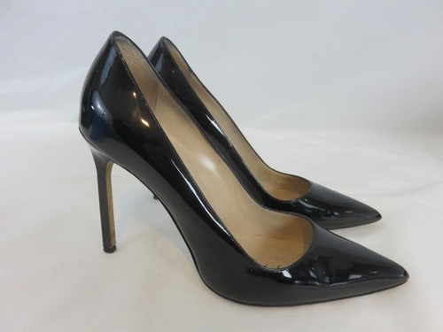 Manolo Blahnik nero tacco a punta stiletto pelle verniciata TG EU 38 US 8 - Foto 2 di 6