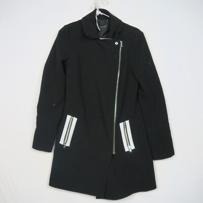 Portmans Womens Coat Jacket XS or 8(AU) Black Zip Up Long