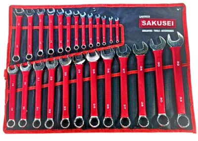 SAKUSEI TOOLS SAKUSEI 25pc Combination Spanner Set Metric 6 - 32mm Red Soft Grip