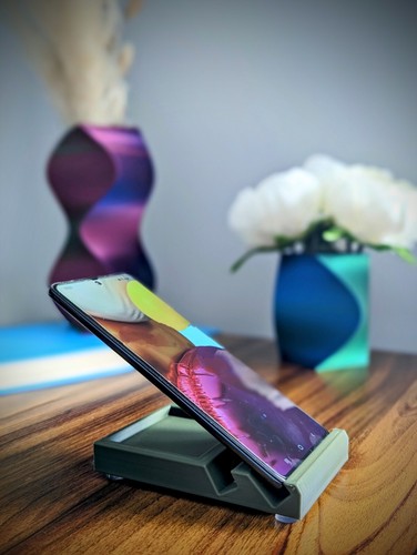 Support de téléphone portable minimaliste élégant - Support smartphone de bureau moderne avec rangement - Photo 7 sur 15
