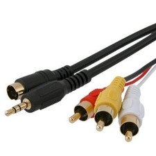 S-VIDEO  3.5mm Audio TO 3-RCA Compostie AV Cable for Laptop TV 6ft - Black