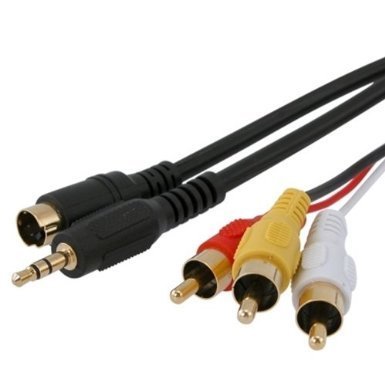 S-VIDEO + 3.5mm Audio TO 3-RCA Compostie AV Cable for Laptop TV (6ft) - Black - Picture 1 of 1