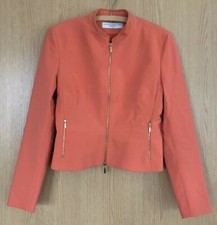 Karen Miller Size 14 Orange Waist Length Jacket With Double Zip Closure