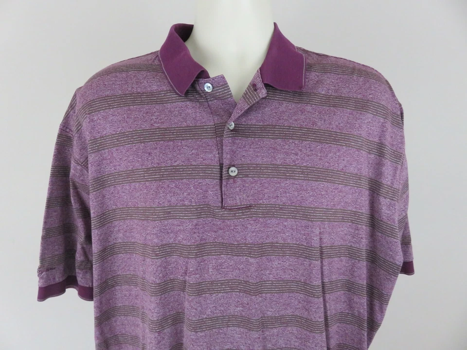 Camisa de golf para hombre púrpura con rayas marrones manga corta polo Ben Hogan talla XL Foto 3 de 4