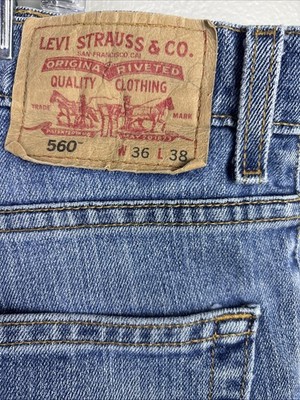 TRUE VINTAGE Levi's 560 - COMFORT FIT Loose Tapered Blue Jeans -Men Size 36 x 32