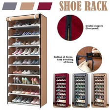 Shoe Rack Organizer Storage Pairs Shoes Shelves Space 10 Tier Standing Dustproof