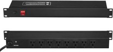 VEVOR 8 Outlet Horizontal 1U Rack Mount PDU Power Strip for Network Server Racks