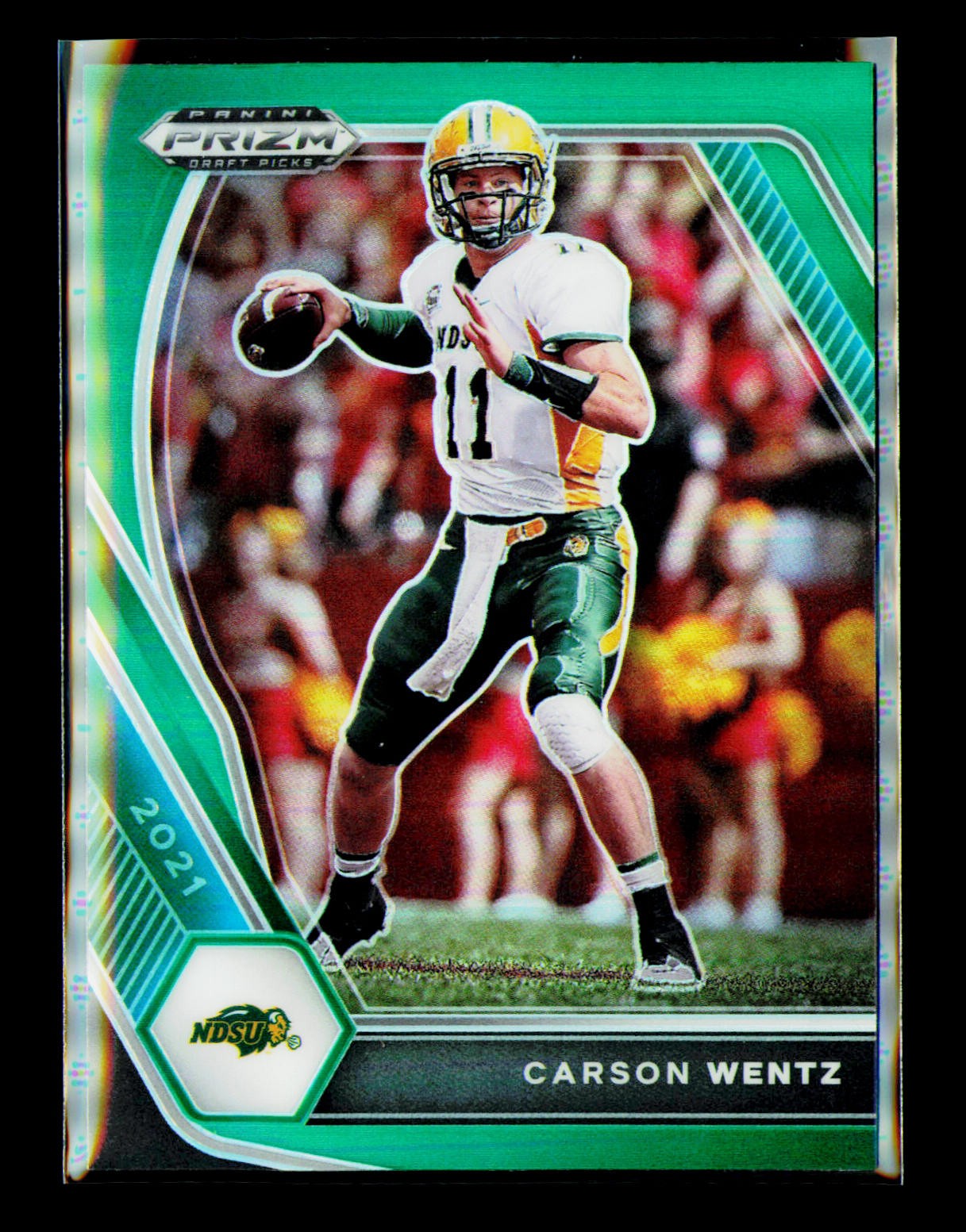 2021 Panini Prizm Draft Picks Collegiate #13 Carson Wentz Green