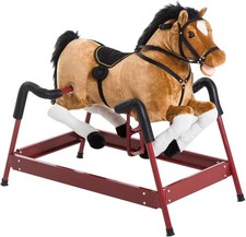 Durable Plush Toddlers Spring Rocking Horse,Bouncing Rocker Toy,Realistic Sounds