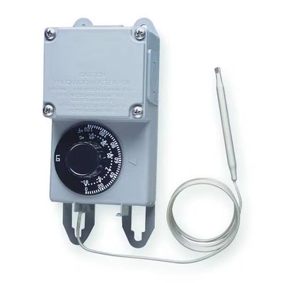 Line Voltage Mechanical Thermostat, Heat or Cool, 0 to 120F, Exposed , 120 to
