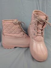 Sperry Saltwater Pink Quilted Duck Boots Women's Size 6 Rain Snow Waterproof