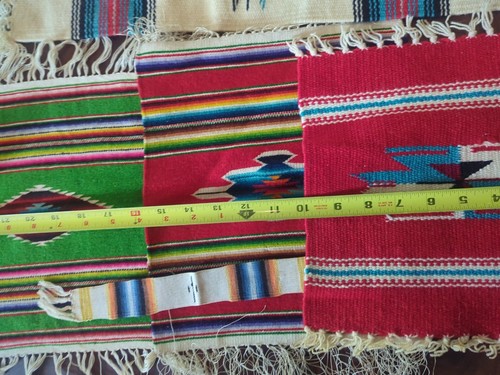 Lote de 5 serapes saltillo mexicanos vintage años 40 manteles de lana apretados telados a mano pared - Imagen 6 de 7