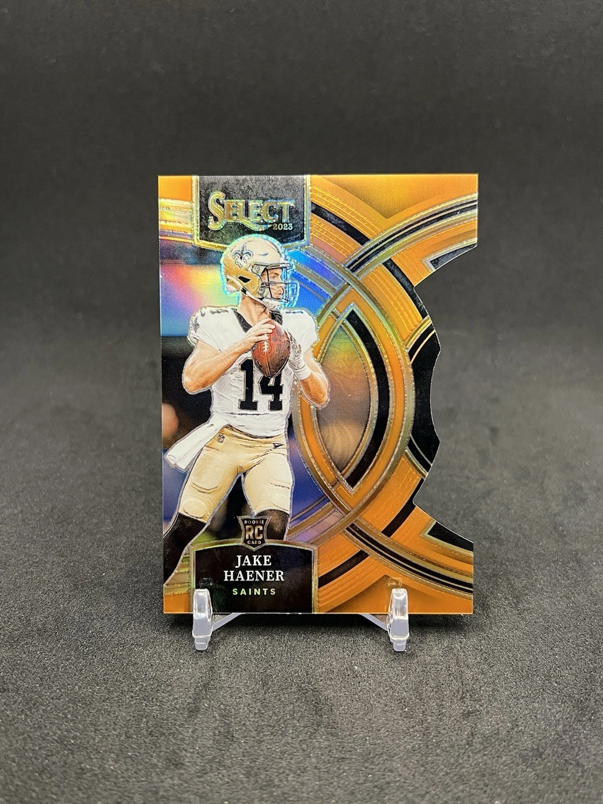 2023 Panini Select Premier Level Jake Haener #186 Orange Prizm Die-Cut /399 (RC)