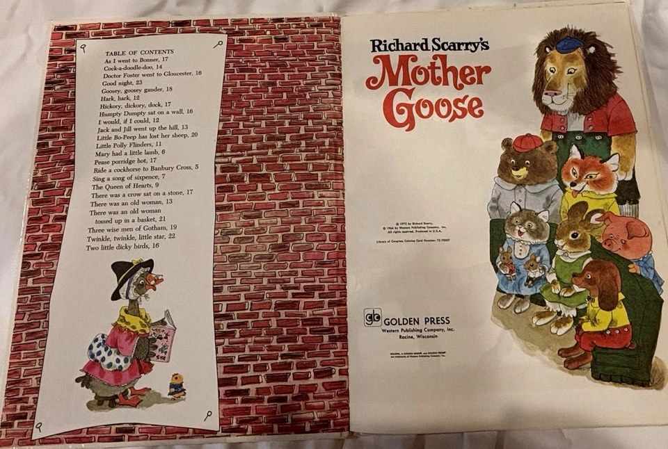 Richard Scarry's Mother Goose 1972 Big Golden Book Vintage Hardcover Children’s Foto 3 de 4