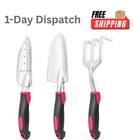 MECHEER 3 Pack Garden Tools Set Shovel Trowel Rake Aluminum Red