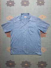 Vintage 1960s short sleeve button shirt loop collar Towncraft light blue medium