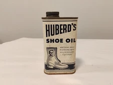 Vintage Huberd's Shoe Oil 8 Ounce Can/Tin-Huberd Shoe Grease Co. Can Is 1/4 Full