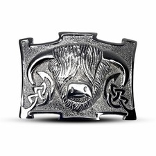 Scottish HIGHLAND COW Kilt Belt Buckle Silver Finished