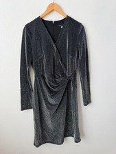 Tommy Hilfiger Metallic Wrap Style Party Dress Size 6 Long Sleeve