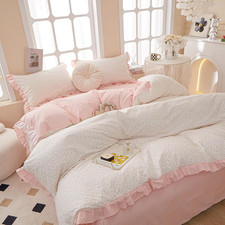 Romantic Pink Floral Duvet Cover Set for Queen, 100 Cotton, 3 Pcs