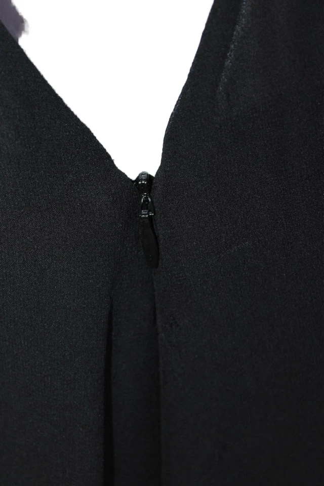 Theyskens Theory Womens Back Zip Spaghetti Strap V Neck Silk Dress Black Size 2 - Image 4 of 4