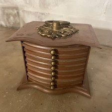 Vintage Coaster Set of 8 Holder Plastic made to look like wood. See Pics