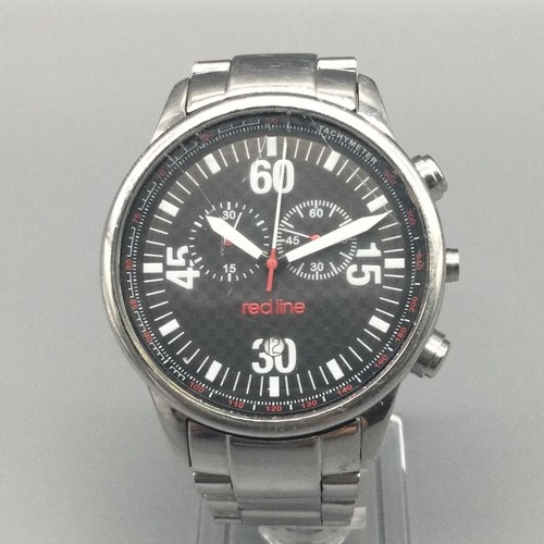 Red Line Velocity Mens Watch 44mm Stainless Chronograph Date New Battery 6.75"