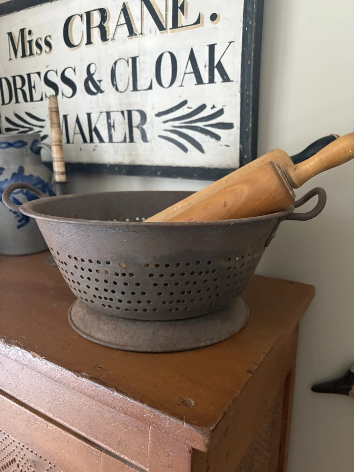 VTG Primitive 14.5" Metal Footed Colander Strainer w/ Handles -Dark Rusty Patina
Opens in a new wind