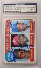 ERNIE BANKS/RICHIE ALLEN/WILLIE MCCOVEY 1969 Topps PSA/DNA AUTO AUTHENTIC