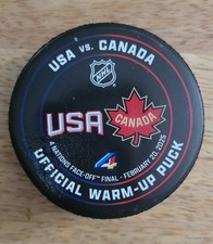 4 NATIONS TEAM USA VS CANADA CHAMPIONSHIP GAME DUAL LOGO OFFICIAL WARM UP PUCK 