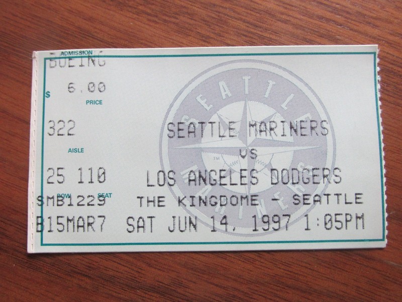 06/14/1997 MARINERS VS DODGERS TICKET STUB-GRIFFEY, EDGAR & PIAZZA HOME RUNS
