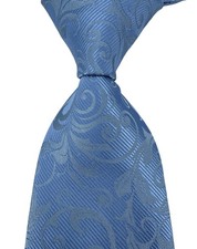 New Luxury Pattern Light Blue Jacquard Woven Men's Silk Skinny Tie Necktie
