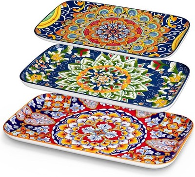 3-teiliges Porzellan Servierplatten Set 16/14/12 Zoll rechteckige Schalen