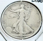 1945 Walking Liberty Half Dollar 90% Silver Philadelphia Mint Coin -No Mint Mark