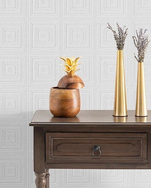 Papel tapiz pintable con textura blanca elevado azulejo de techo cuadrado pequeño 6640-13 Foto 2 de 4