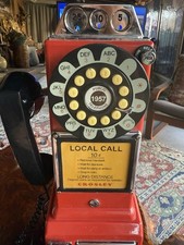Crosley Red Pay Phone 1950's Retro Style Savings Bank NO KEY Tested WORKS