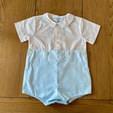 Vintage Feltman Bros Heirloom blue and white Bobby Suit Size 6 months