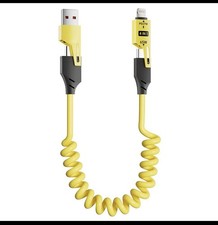 Coiled 4 in 1 Fast Charging Cable 65W USB C to USB C iPhone Charger CarPlay Cord