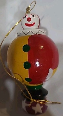 Vintage Avon Gift Collection, Wooden Circus Roly Poly Clown Ornament New  In Box