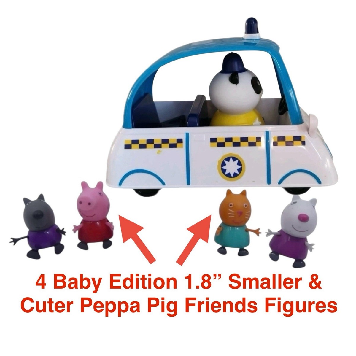 Police Officer Panda's Police Car + 4 Cuter 1.8” Baby Edition