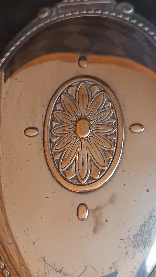 Ancien miroir face à main en métal argenté Saglier Frères et Cie  - Photo 4/4