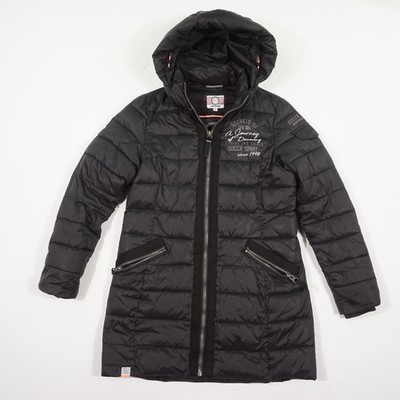 Soccx Damen Steppmantel Gr. M 38 Schwarz Kapuze Übergangsjacke Outdoorjacke Poly