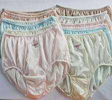 12 Granny Panties Plus Underwear Woman Soft Silky Nylon Briefs High Waist40"-45"