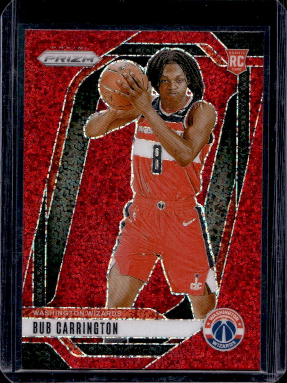2024-25 Panini Prizm Bub Carrington RC Red Sparkle Rookie #244 Wizards