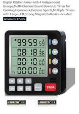 Digital Kitchen Timer with 4 Independent Groups,Multi-Channel Count down up Time