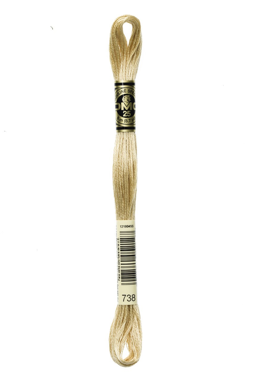 8 METER STRANDED COTTON CROSS STITCH THREAD DMC SHADE 738 VERY LIGHT TAN 117MC