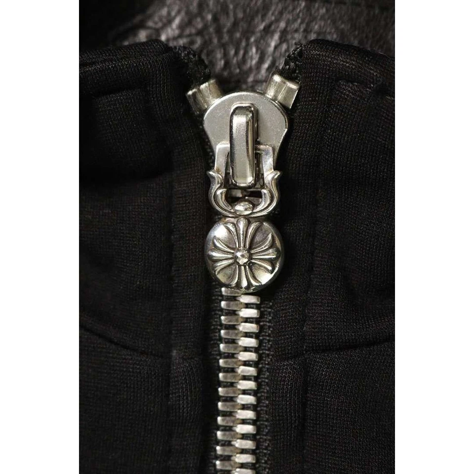 Chrome Hearts Track Jacket Leather Switched Cashmere Blend Dagger Zip Used b2026 - Image 4 of 4