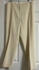 Escada Women's Tooske Trousers Off-White Cream Wool Blend Lined Straight Leg 40