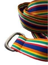 Vintage  Rugby  Ralph Lauren Men  s Rainbow Color Belt Silver D-rings Buckle Sz M